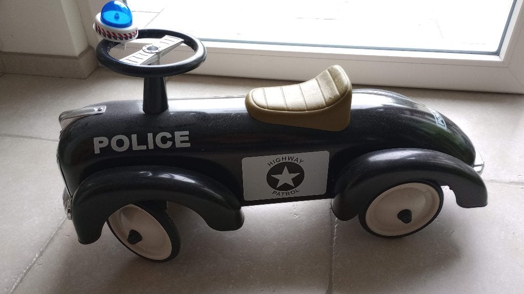 Retro Metalen Politie Loopauto / Loopwagen, Ophalen, Gebruikt, Loopvoertuig
