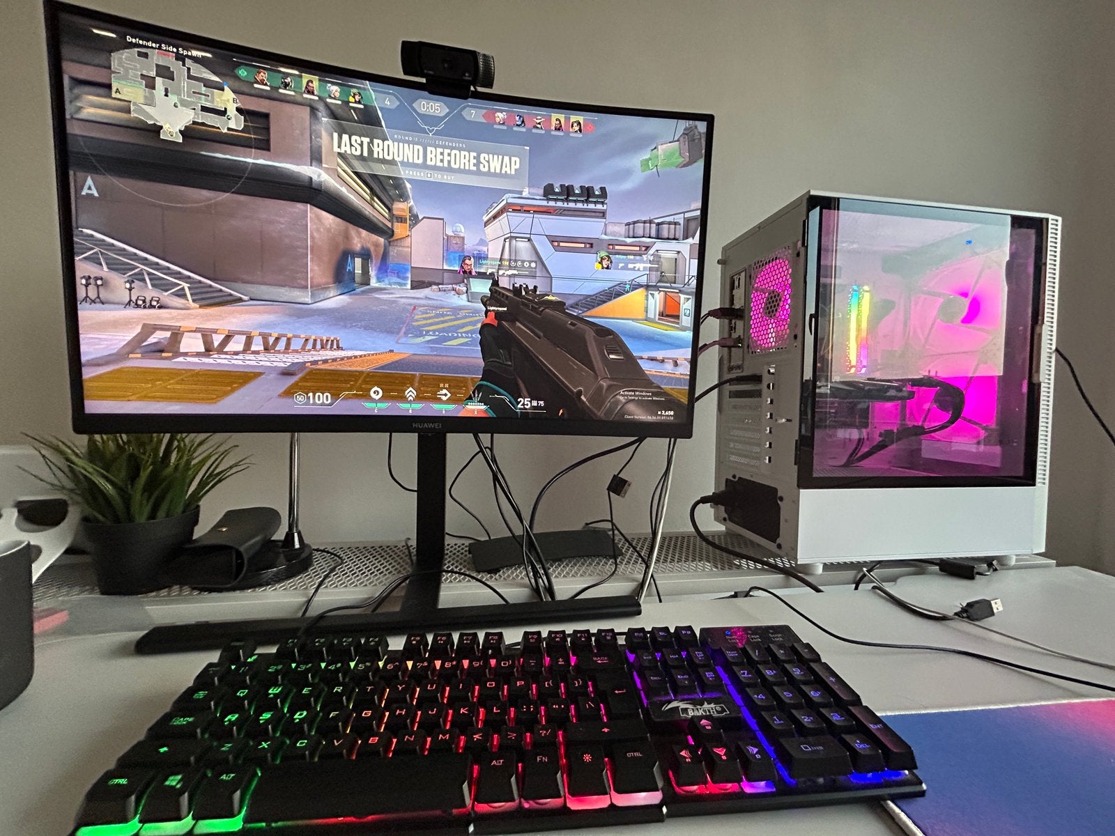 Gaming-pc RX 6600 + i5-11400 + Huawei curved monitor – RGB, 8 GB, Comme neuf, Enlèvement, Gaming
