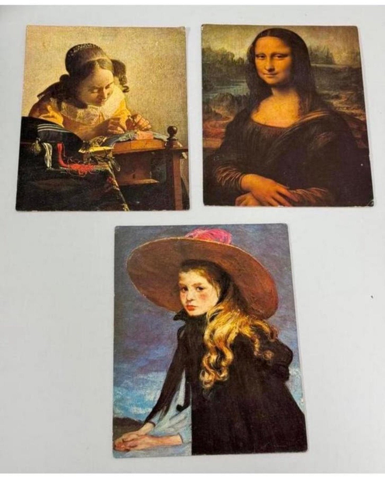 3x Vintage Kunst print art schilderij Mona Lisa Henriette, Antiek en Kunst, Ophalen of Verzenden