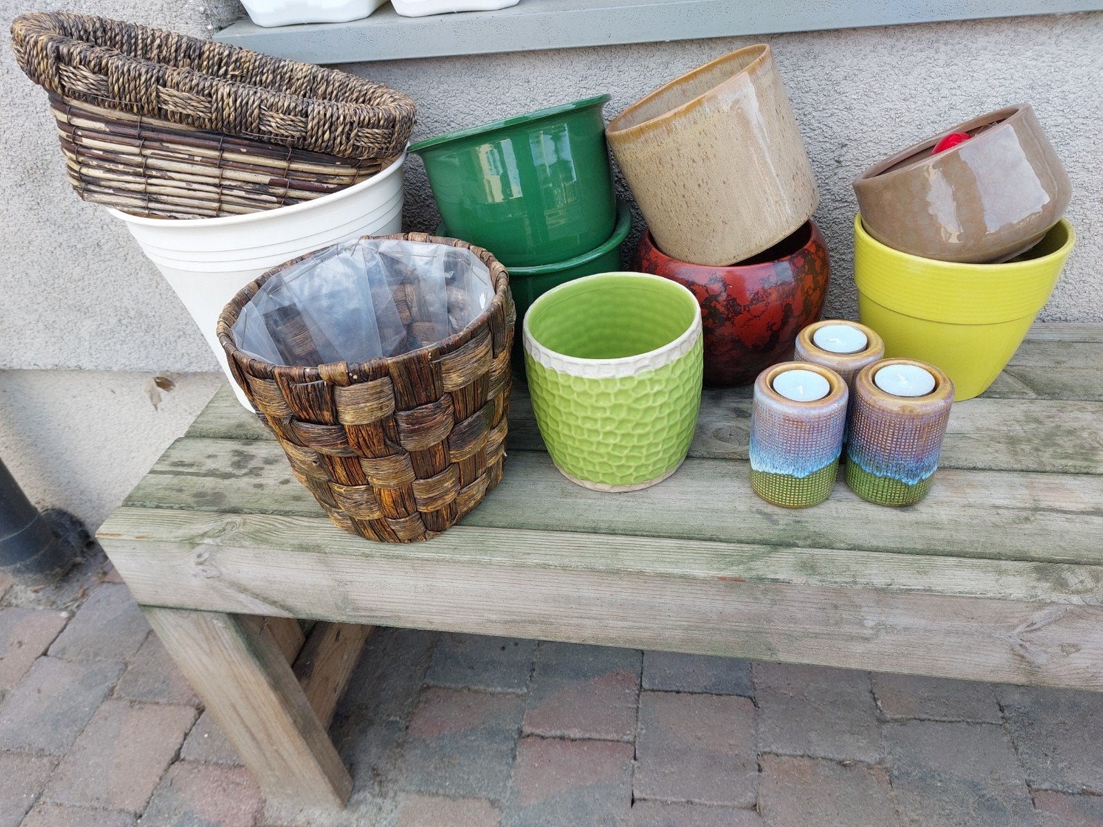 lot bloempotten 10 stuks + kaarshouders, Ophalen