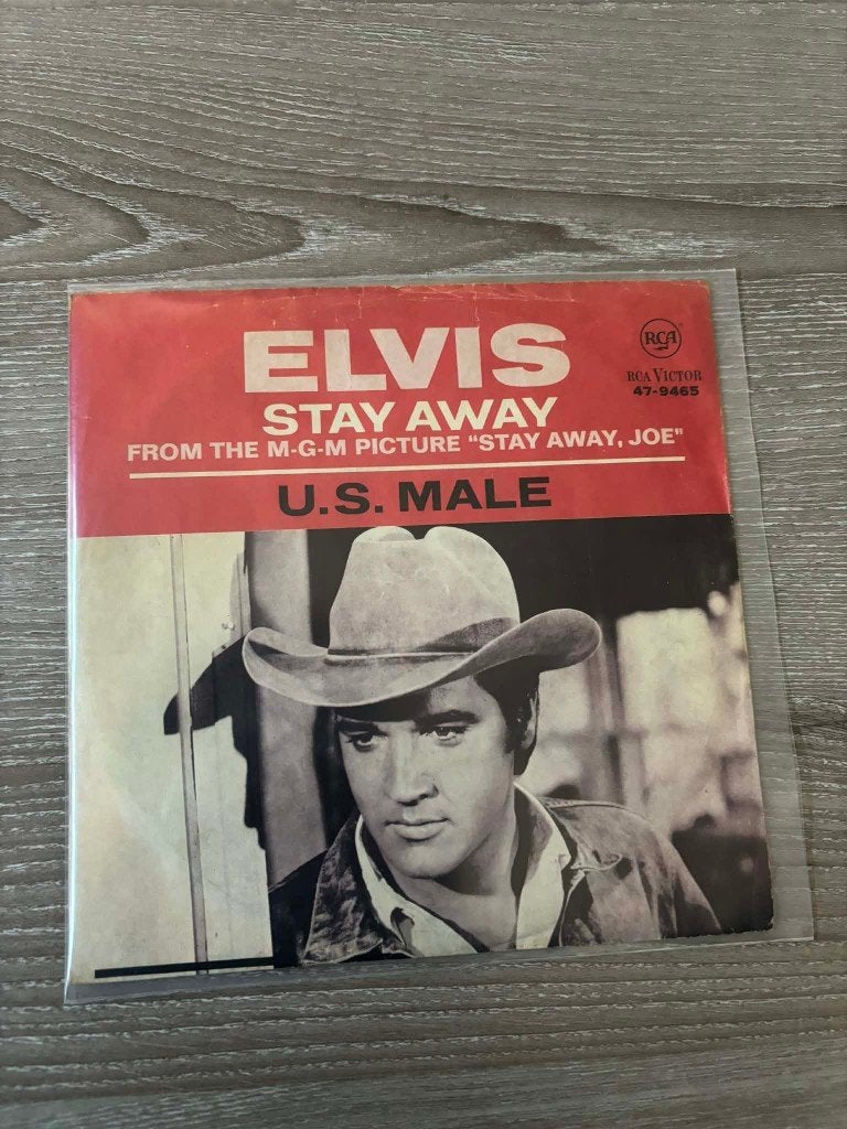 Elvis single, US male/stay away, Duitse persing, black label, Gebruikt, 7 inch, Ophalen of Verzenden, Fotohoes