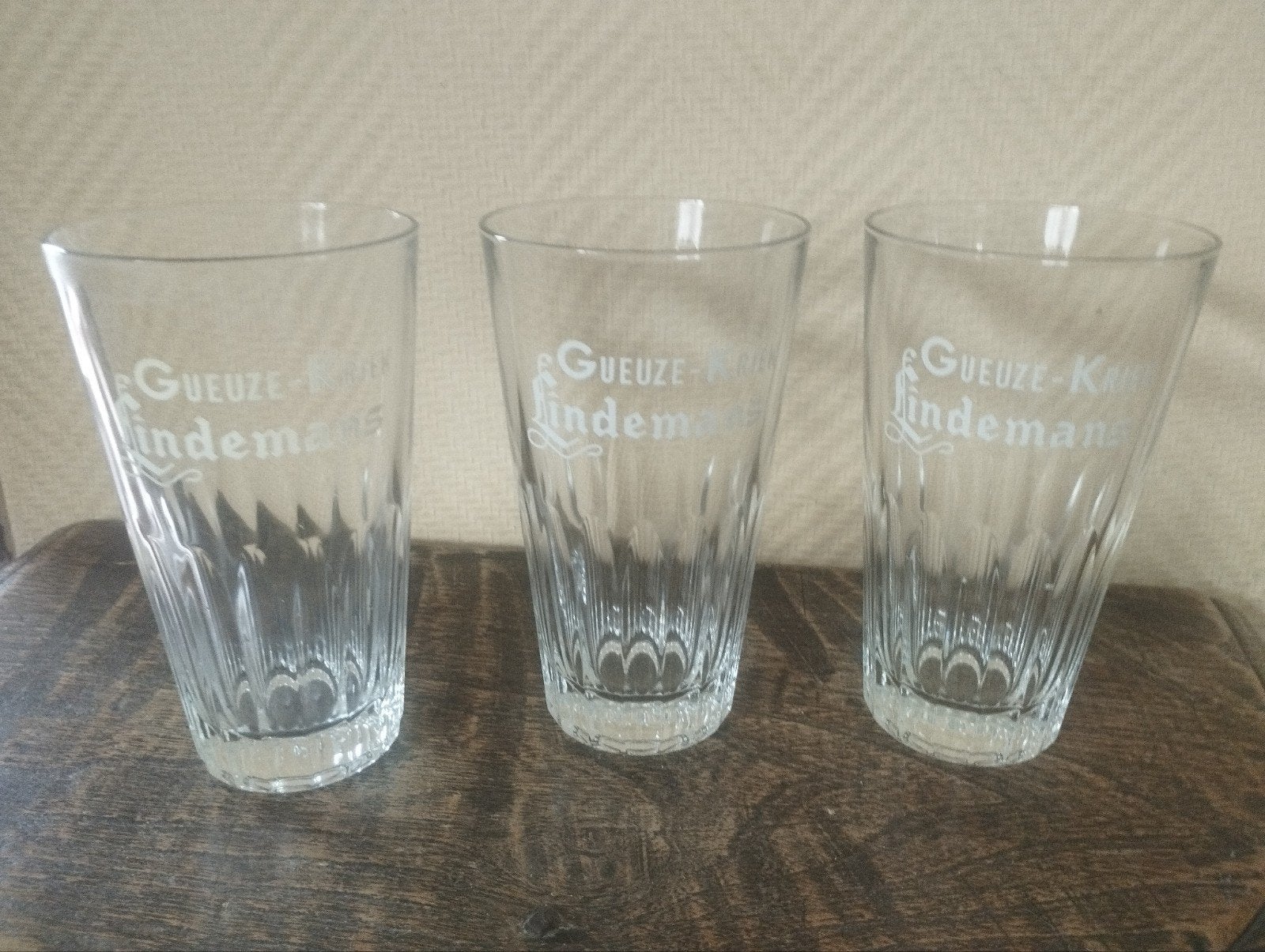 Lot de 3 verres à bière Geuze Kriek Lindemans, Collections, Enlèvement ou Envoi