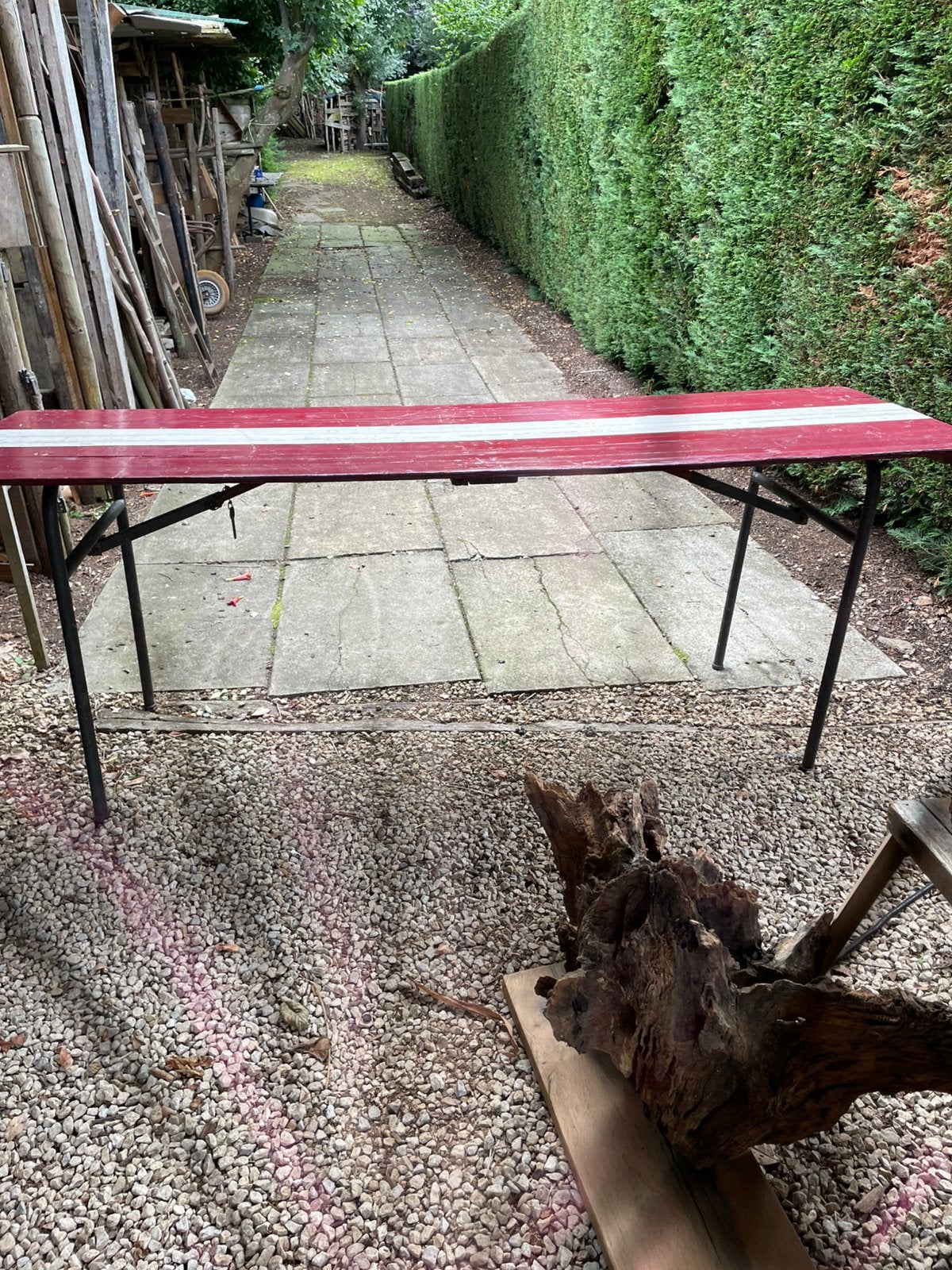 Vintage houten inklap tafel, Jardin & Terrasse, Tables de jardin, Enlèvement, Utilisé, Rectangulaire, Bois