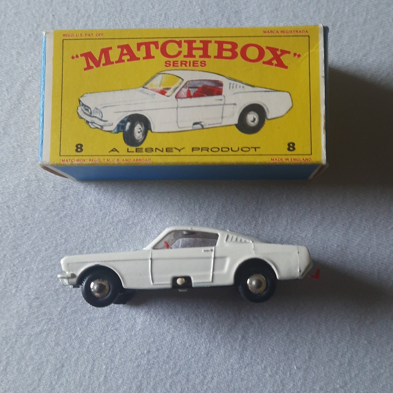 MATCHBOX SERIES nr.8e UK*FORD MUSTANG FB*VINTAGE*NEW*MIB*, Hobby en Vrije tijd, Modelauto's | 1:87, Ophalen, Nieuw, Auto, Matchbox