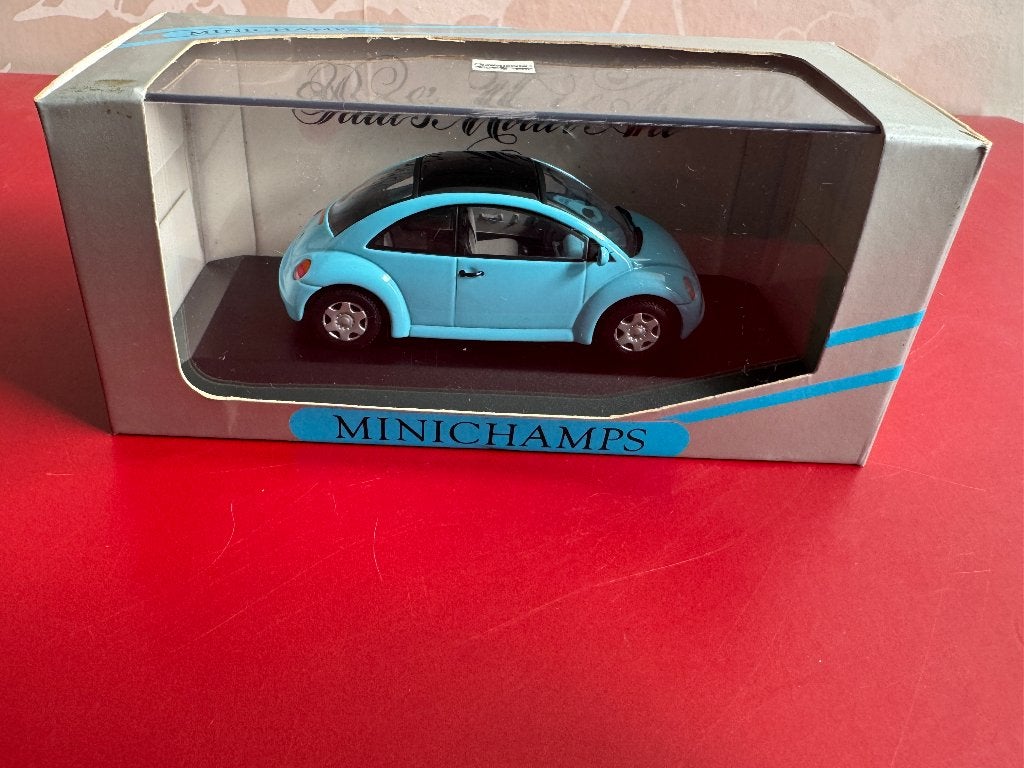 MINICHAMPS Pauls Model Art 1/43 Beetle cabriolet bleu, Enlèvement ou Envoi, Comme neuf, Voiture, MiniChamps
