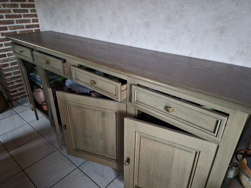 Massief eiken eetkamer, Huis en Inrichting, Ophalen, Zo goed als nieuw, Rustiek, 4 tot 6 stoelen