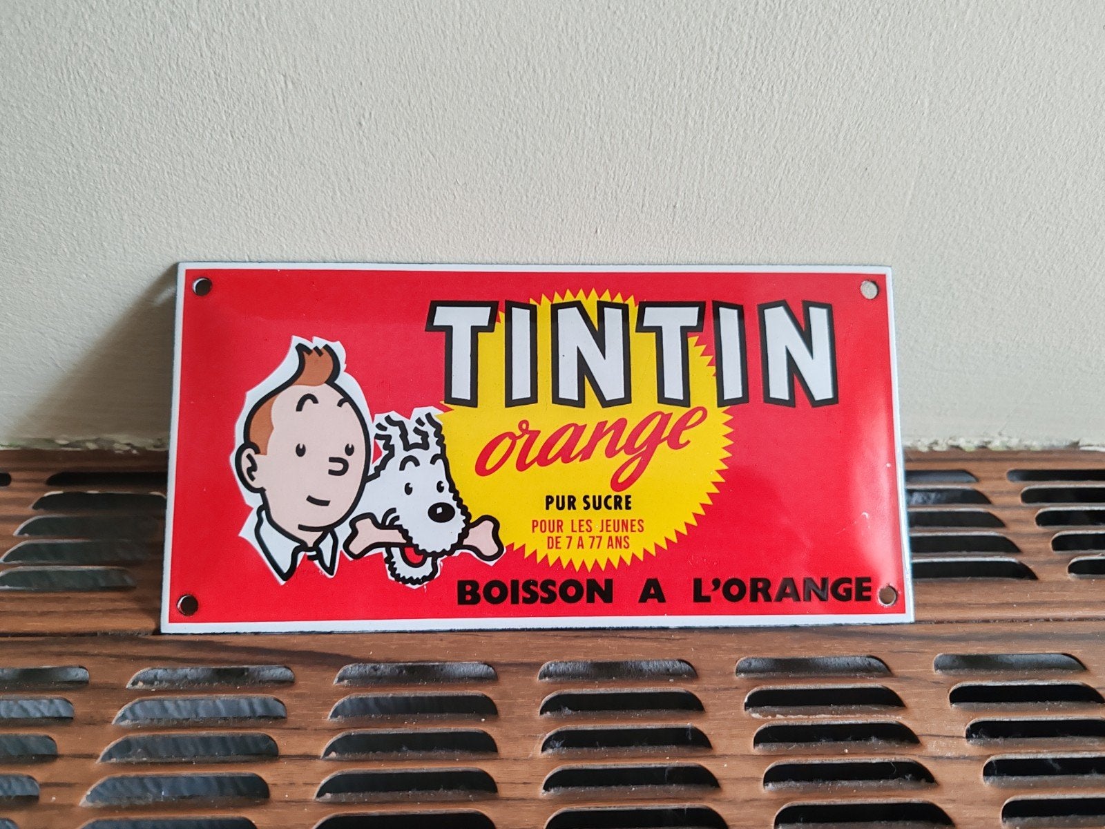 Glazuurplaat van Kuifje, Ophalen of Verzenden, Zo goed als nieuw, Reclamebord
