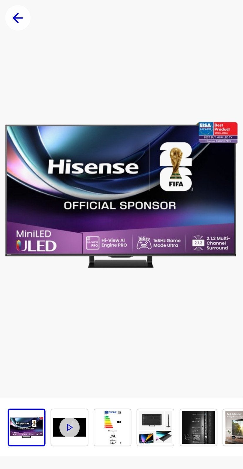 Hisense 75" U7 PRO Mini-LED (2025) – Voor onderdelen / Defec, Ophalen