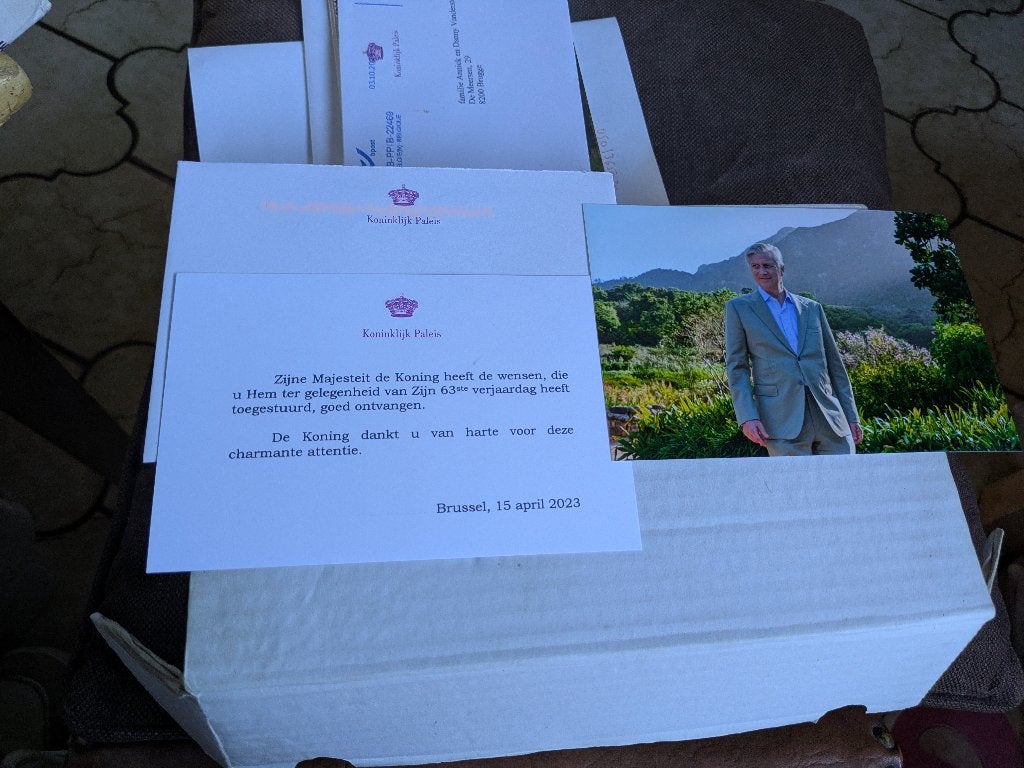 Koning Filip 63 jaar, Ophalen of Verzenden, Zo goed als nieuw, Kaart, Foto of Prent