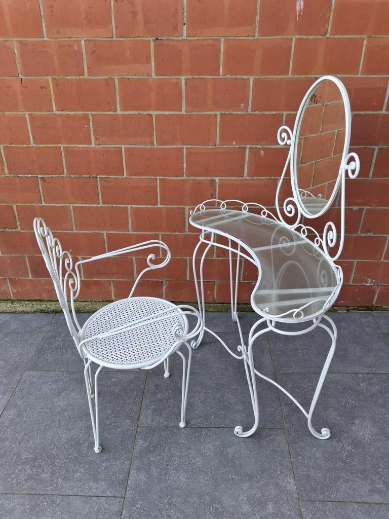 Table et chaise de coiffeur uniques en fer forgé, Enlèvement, Utilisé, 100 à 150 cm, Retro