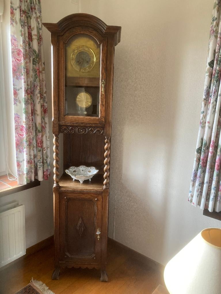 Staande klok in houten kast hoogte 2 m, breedte 42 cm, Antiek en Kunst, Antiek | Klokken, Ophalen