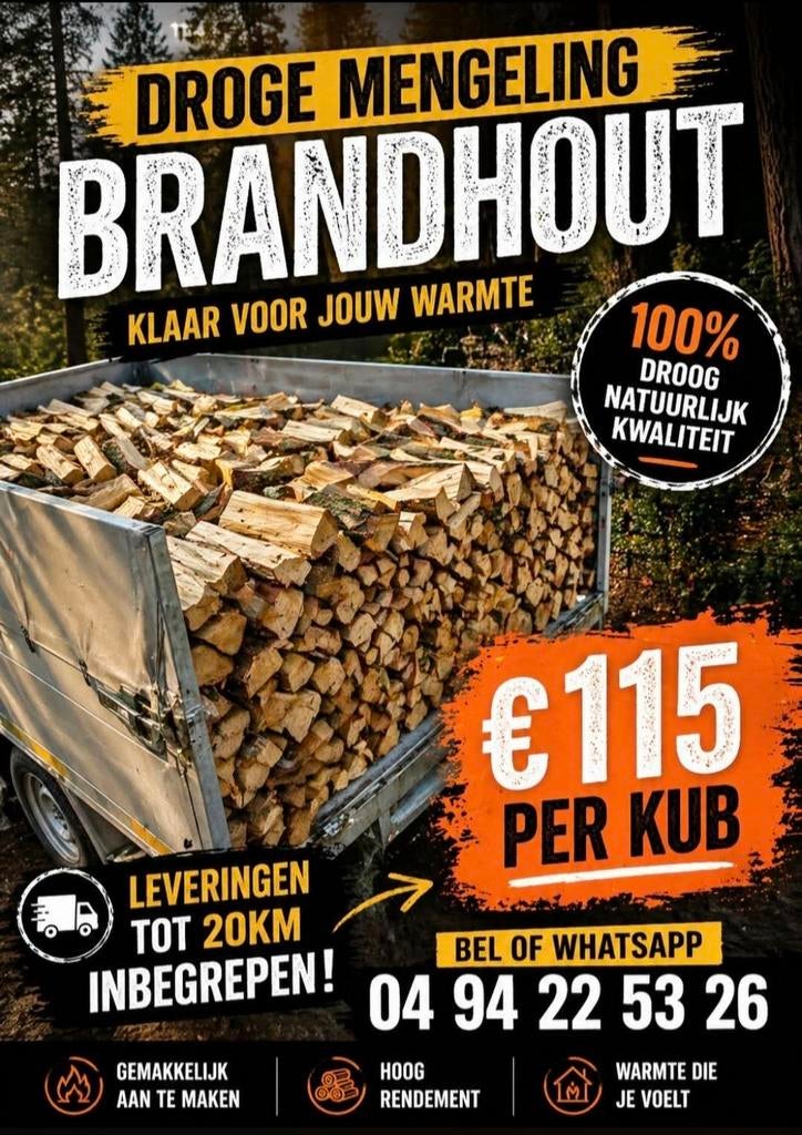 DROOG BRANDHOUT TE KOOP, Verzenden