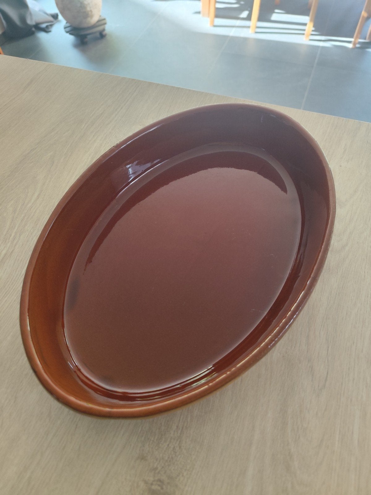 Plat ovale en terre cuite vernissée vintage, Enlèvement ou Envoi, Vintage