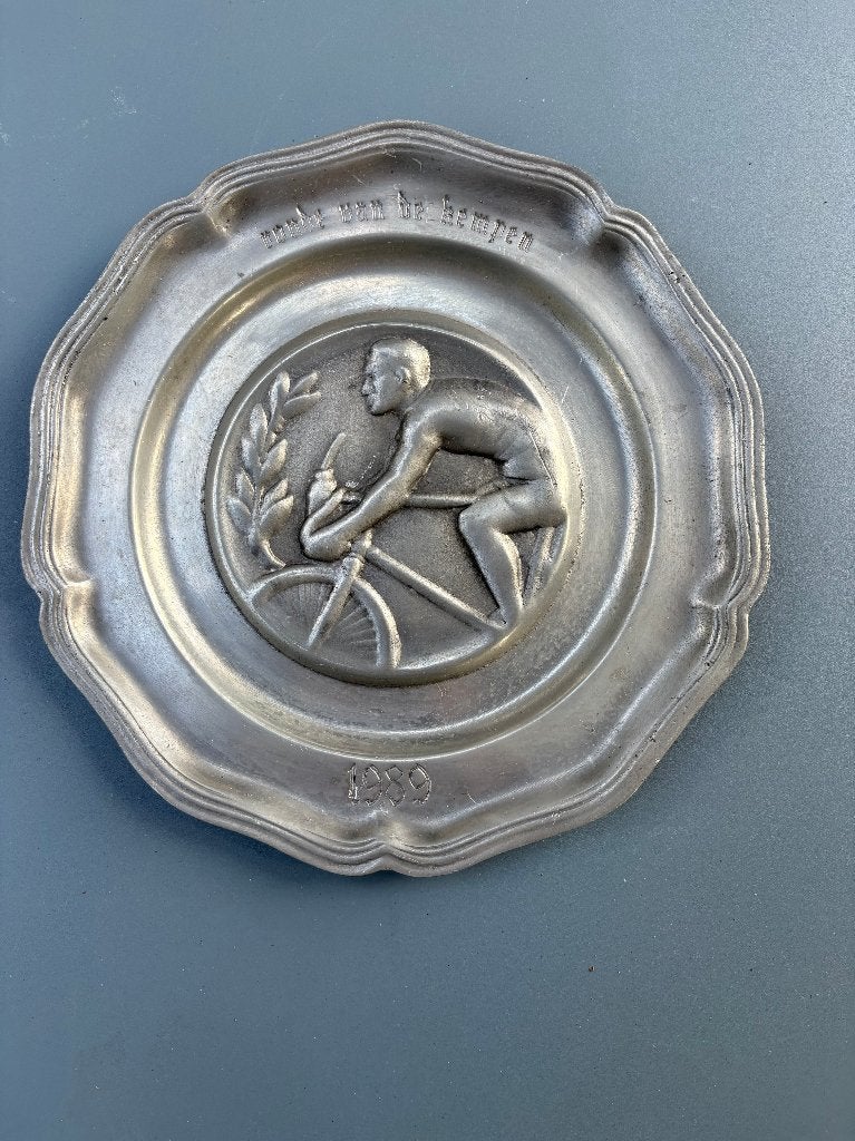 Vintage tinnen sportprijs Ronde van De Kempen 1969, Antiek en Kunst, Ophalen of Verzenden