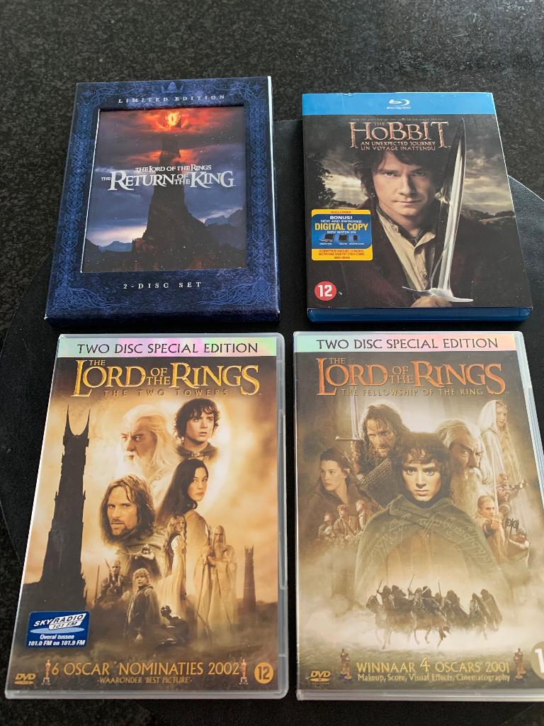 3 DVD Lords of the rings + 1 Bluray The Hobbit, Ophalen of Verzenden, Zo goed als nieuw