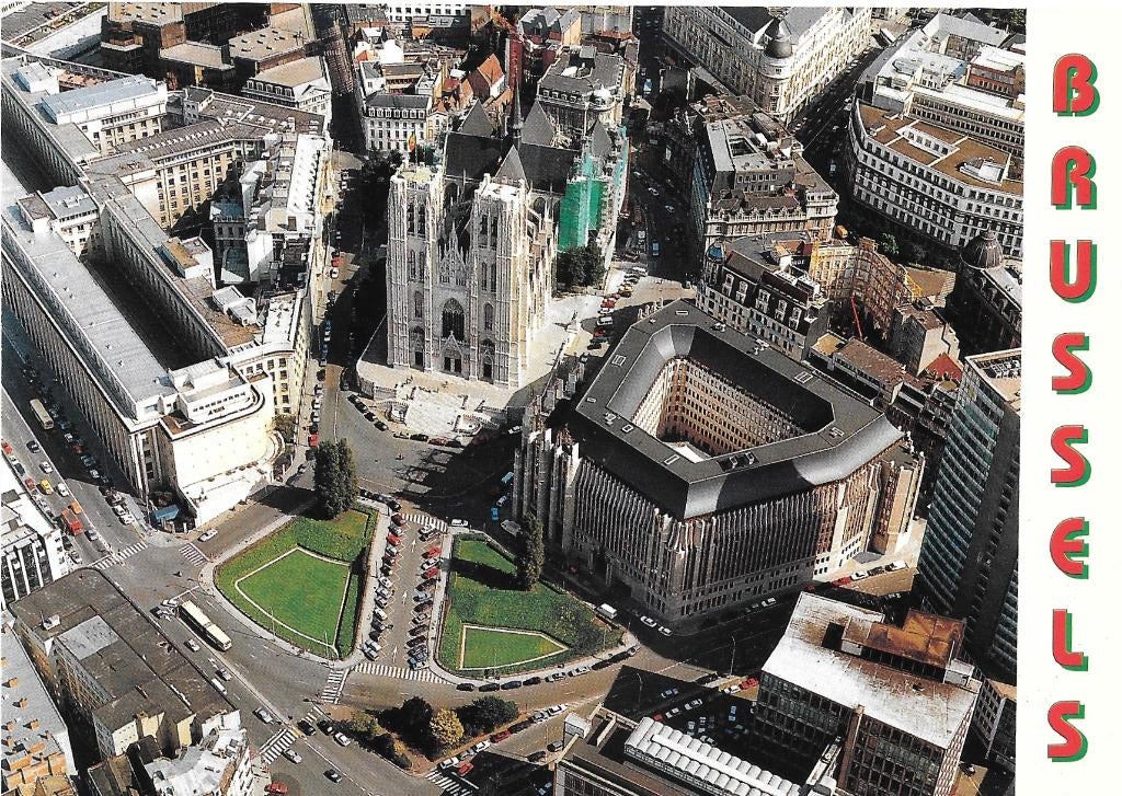 St Michel Gudule Cathedral gezien vanuit de lucht, Verzamelen, Verzenden, 1980 tot heden, Ongelopen, Brussel (Gewest)