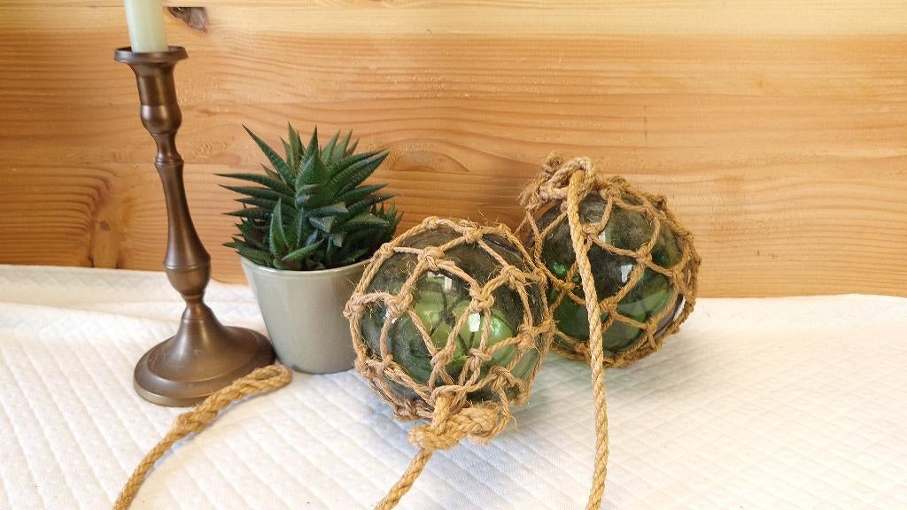 Vintage glazen bollen visdobbers, Ophalen of Verzenden