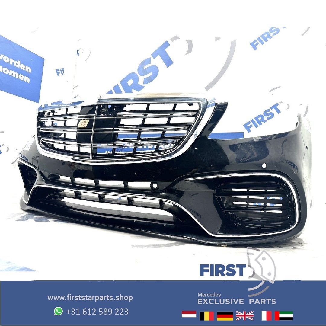W222 S63 AMG VOORBUMPER COMPLEET ZWART WIT GRIJS Mercedes S, Auto-onderdelen, Gebruikt, -, Voor, Ophalen of Verzenden