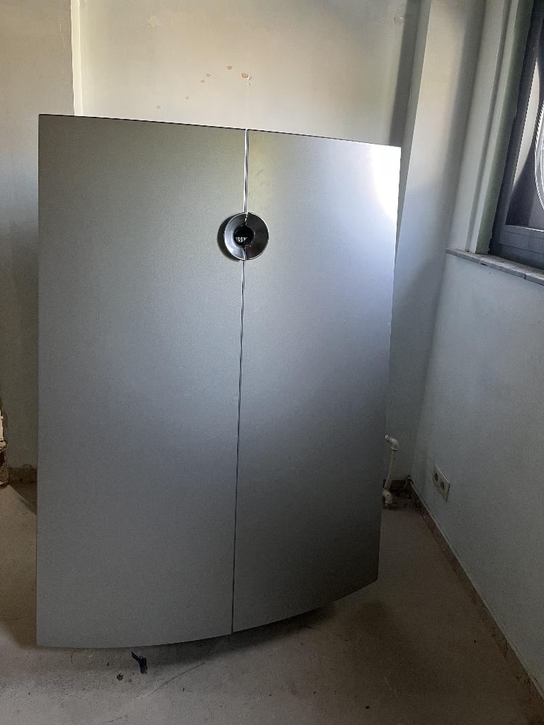 MEUBLE TV LEOLUX KALEIDOS - BLEU - INOX, Design, Comme neuf, 100 à 150 cm, Métal