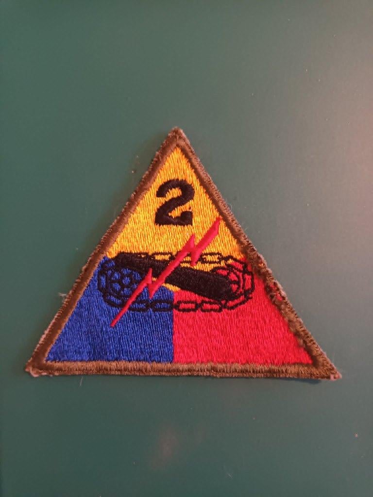 Patch US 2nd Armored Division WW2 original, Collections, Enlèvement ou Envoi, Armée de terre, Emblème ou Badge