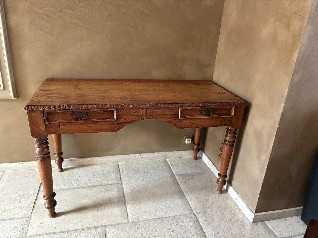 Massief houten bureau, Ophalen, Gebruikt, Secretaire, 130 cm