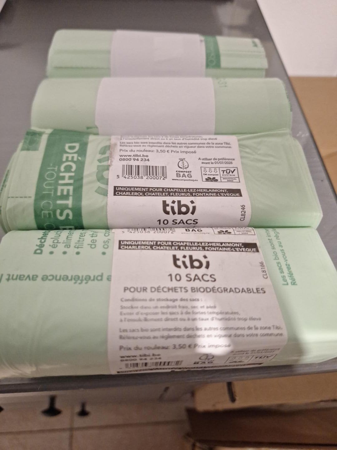 4 rouleaux sac biodégradable, Enlèvement, Neuf