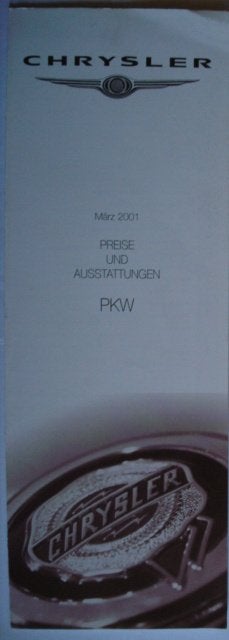Chrysler Programm Preise/Ausstattungen PKW 2001 Brochure Cat, Verzenden, Gelezen, Overige merken