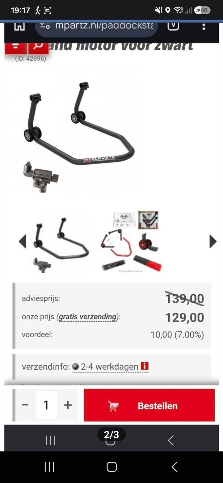 LV8 motorfiets paddockstand, Motoren, Ophalen