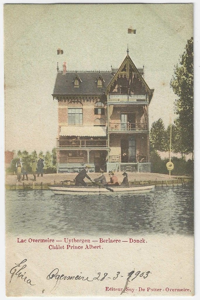 Postkaart Berlaere, Lac Overmeire, Châlet Prince Albert, Ophalen of Verzenden, Voor 1920, Gelopen, Oost-Vlaanderen