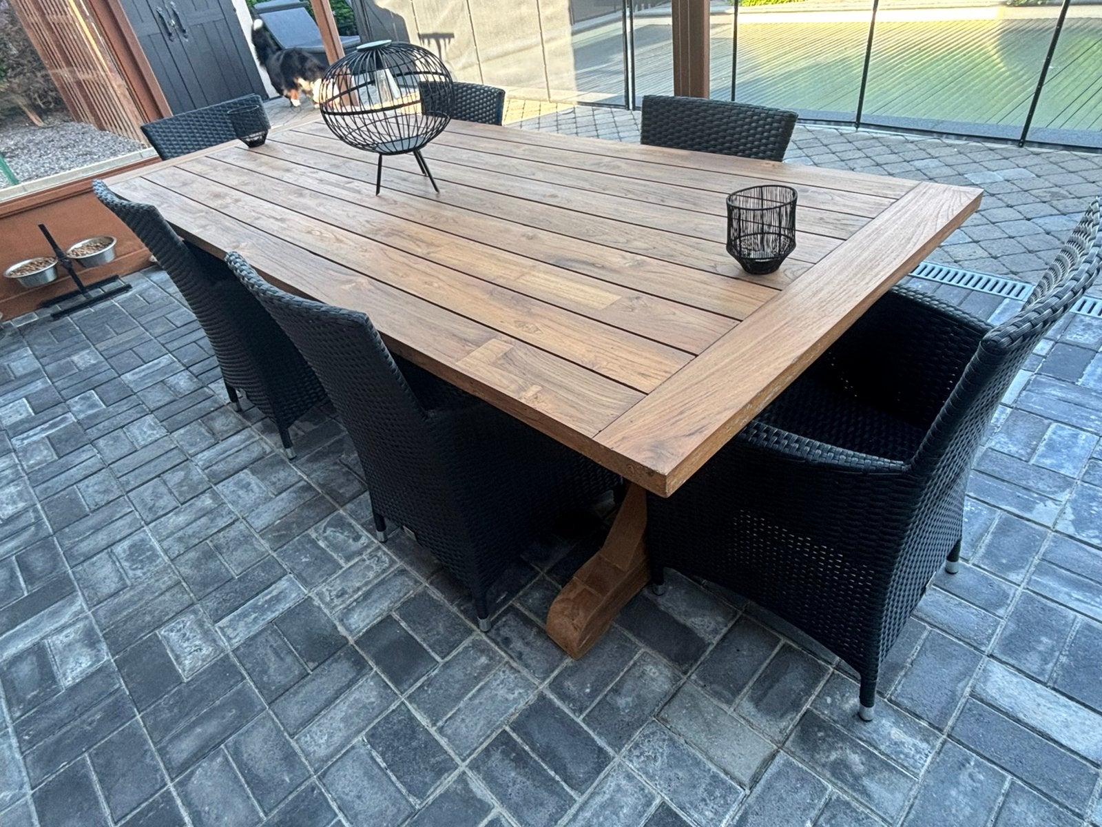 Grande table teck massive et ses 6 fauteuils, Enlèvement, Comme neuf