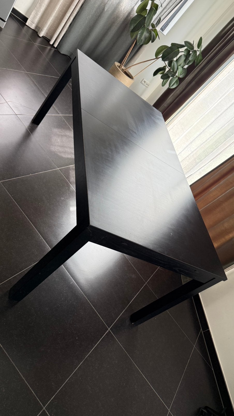 Zwarte IKEA uitschuifbare eettafel, Ophalen, Gebruikt, 50 tot 100 cm, Vijf personen of meer