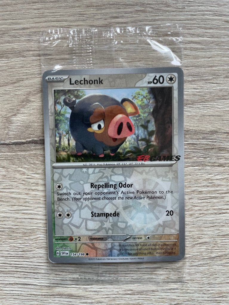 1x Lechonk Promo Pokemon 154/198 SVI - EB Games - sealed!, Enlèvement ou Envoi, Neuf, Cartes en vrac, Foil