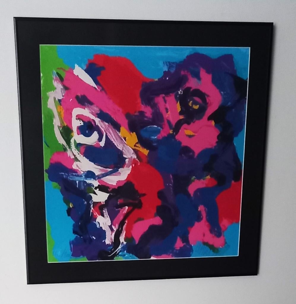 Karel Appel 'Hoofden als Bloemen (nieuw, prachtig gelijst), Ophalen of Verzenden
