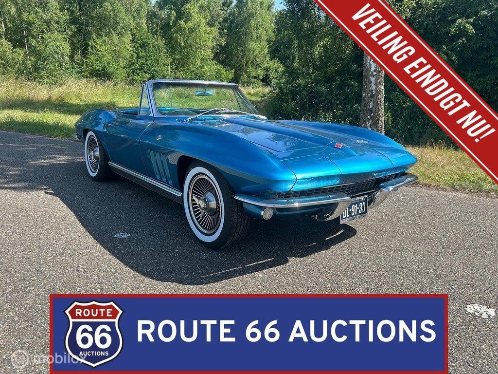 Chevrolet Corvette C2 Sting Ray | 1966 | Route 66 Auctions, Chevrolet, Zwart, Bedrijf, Handgeschakeld