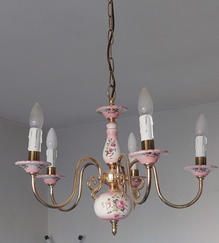 luster porselein met bloemmotief, Huis en Inrichting, Lampen | Kroonluchters, Ophalen