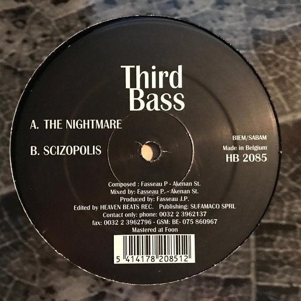 Third Bass - The Nightmare, Cd's en Dvd's, Ophalen of Verzenden, Gebruikt, 12 inch, Trance