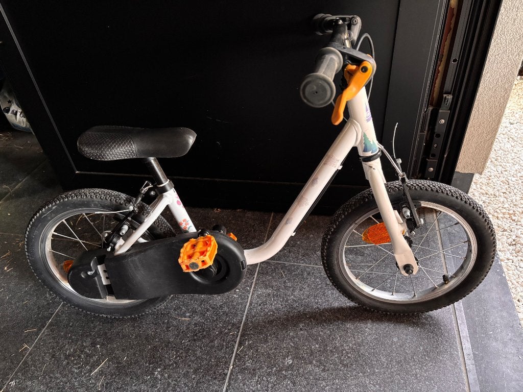 Kinderfiets 14 inch, Ophalen, Gebruikt, Velgrem, B-Twin