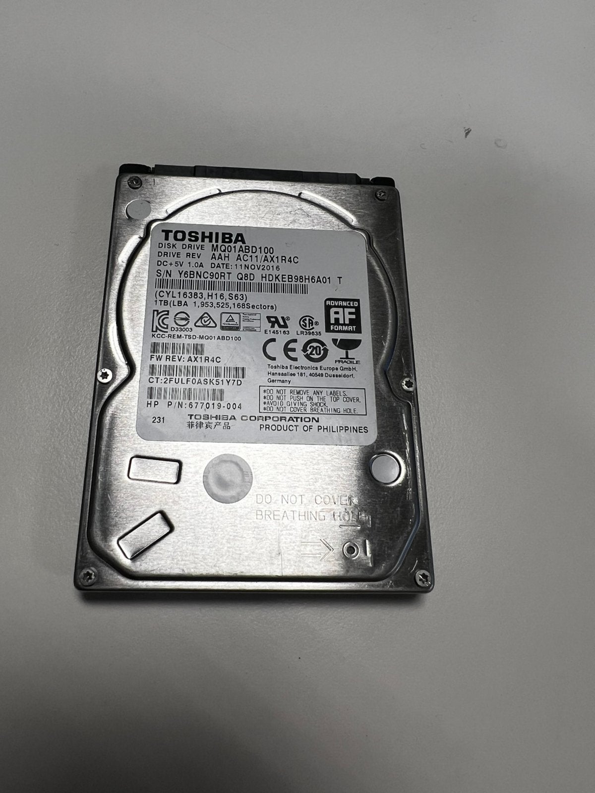 Toshiba 1TB hdd 2,5inch, Computers en Software, Ophalen of Verzenden, HDD