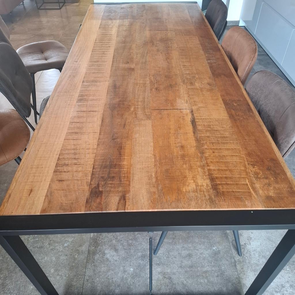 Tafel, Huis en Inrichting, Tafels | Eettafels, Ophalen, Teakhout, 50 tot 100 cm, Zo goed als nieuw