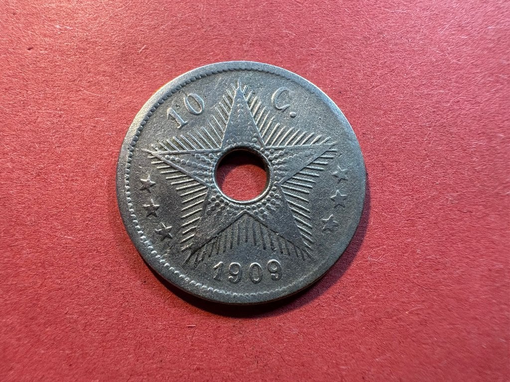 Belgisch Congo - 10 centiem 1909 medailleslag (#299#), Postzegels en Munten, Munten | Afrika, Ophalen of Verzenden, Overige landen