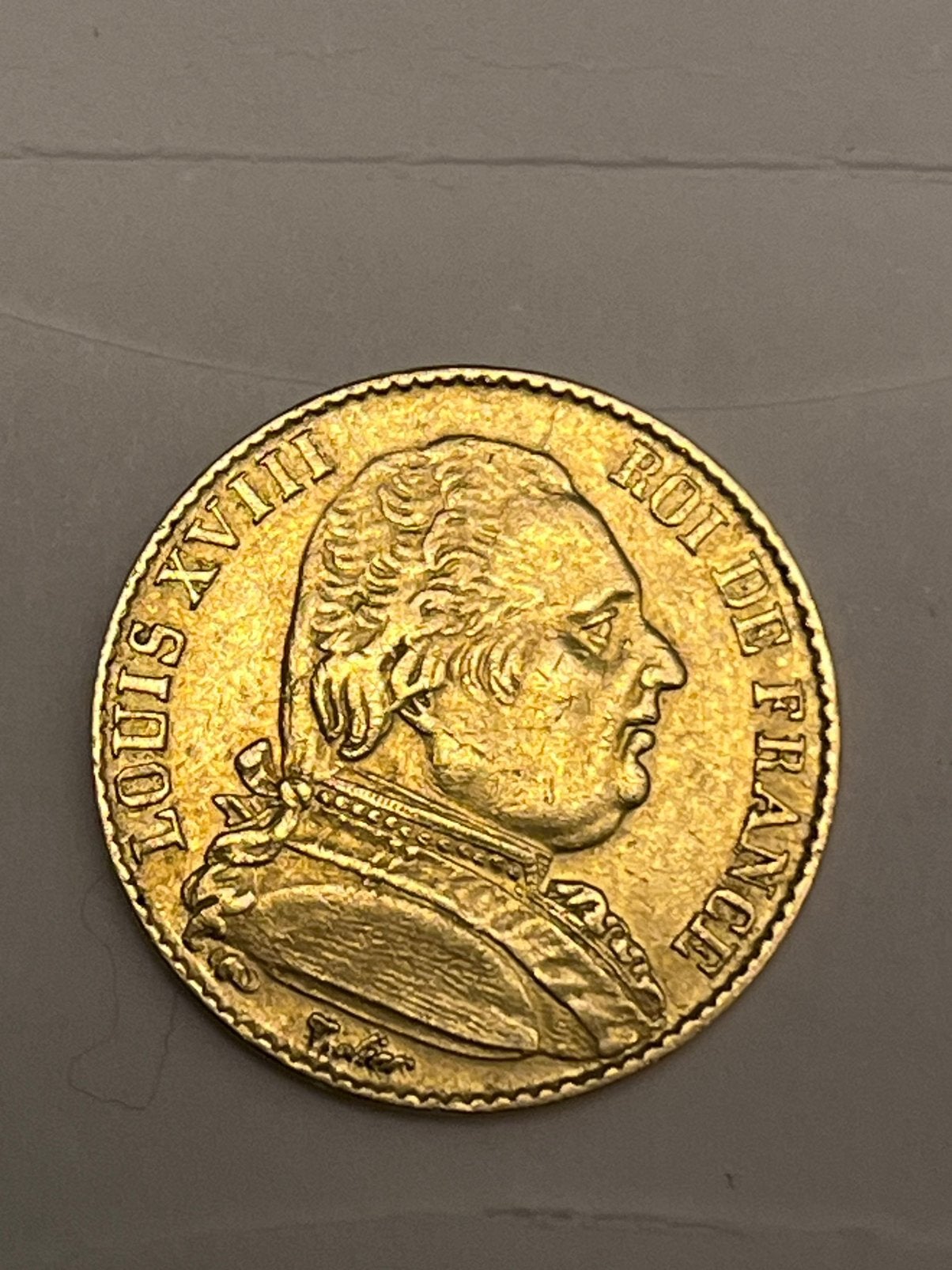 Rare 20 Franc OR1815A Louis XVIII tranche sans inscriptions, Enlèvement ou Envoi, Or