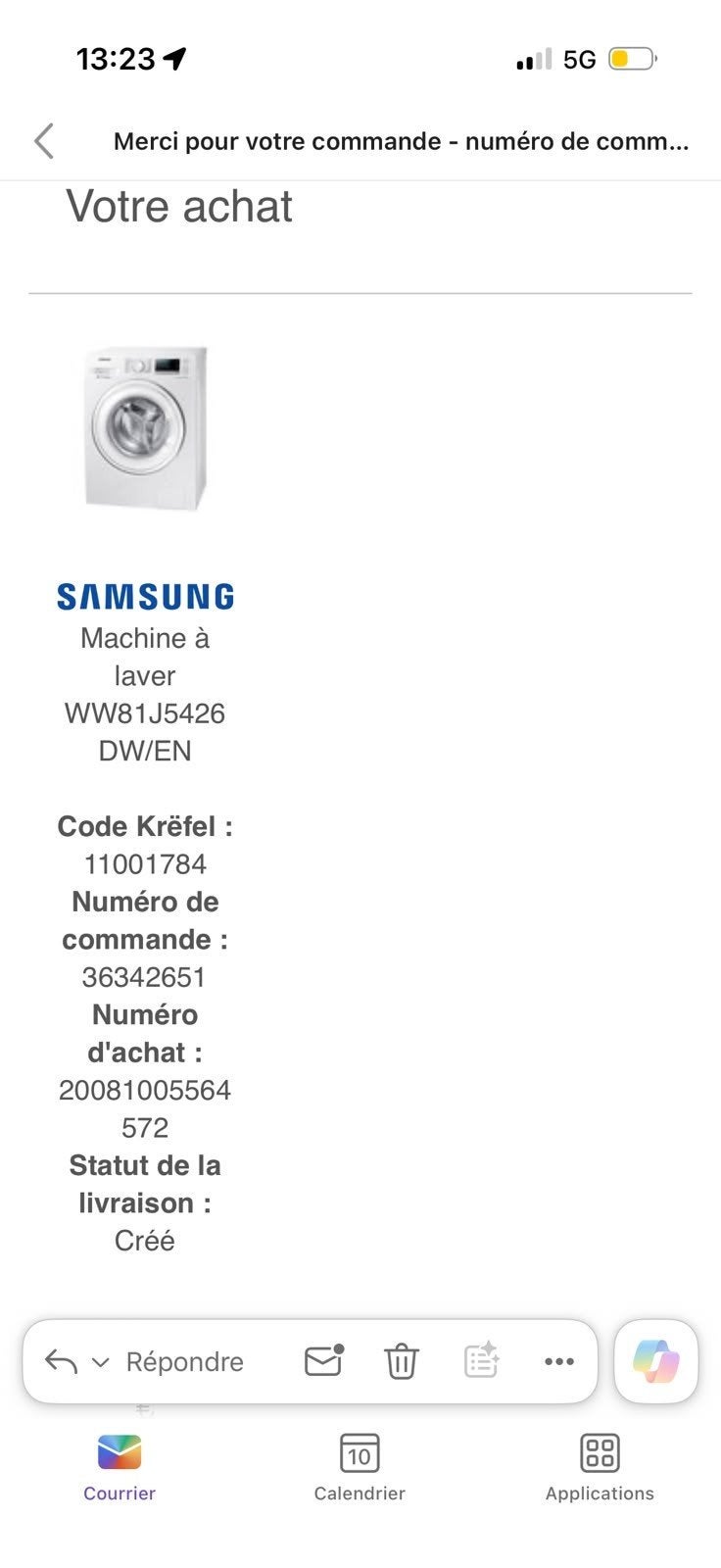 machine a laver samsung, Electroménager, Enlèvement