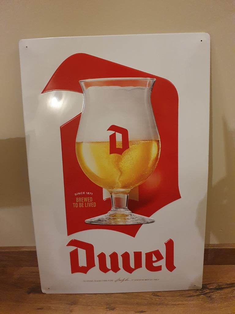 Groot Metaal Reclamebord - Duvel -, Verzamelen, Ophalen of Verzenden, Gebruikt, Reclamebord, Plaat of Schild, Duvel