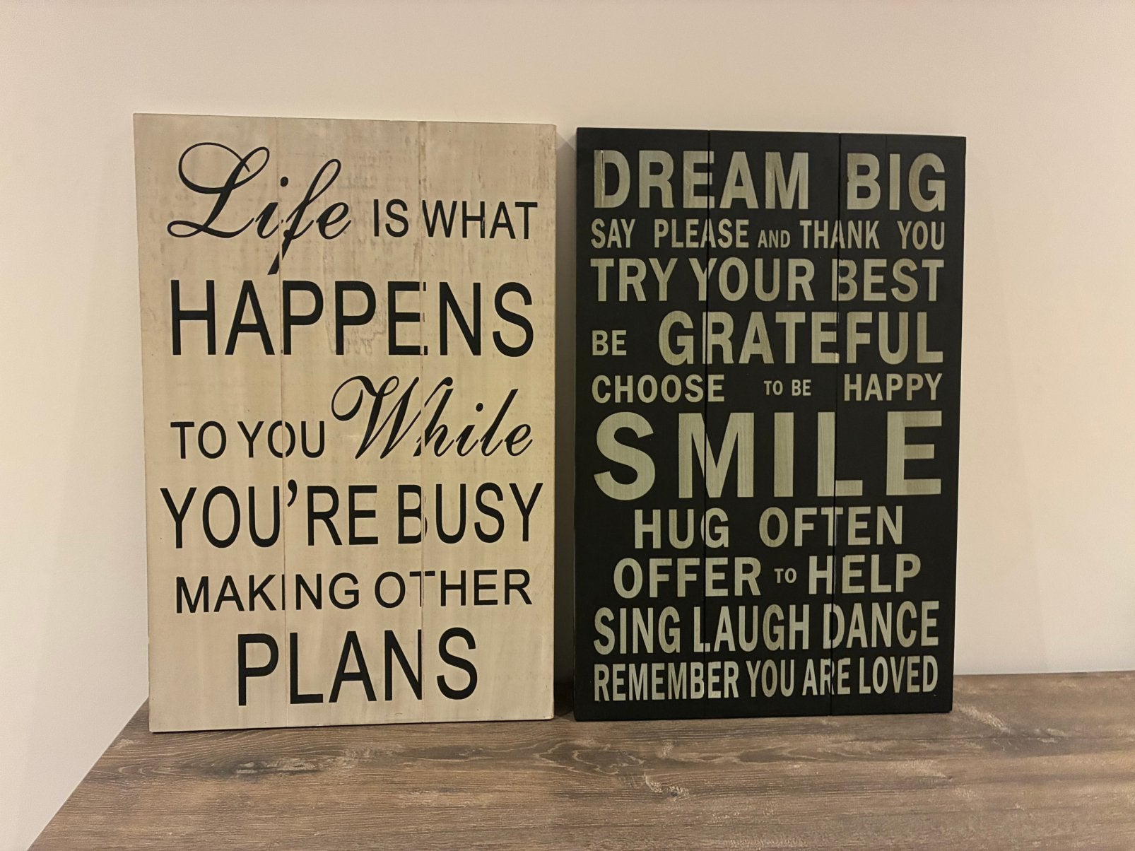 2 panneaux muraux en bois 60x40 cm (noir/blanc) Lifestyles, 60 cm, Comme neuf, Panneau mural, Bois