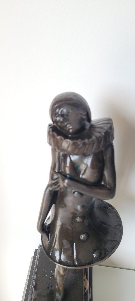 Emil Jungblut/Lenz - COLOMBINE - Bronze 1930, Art déco, Enlèvement ou Envoi, Classique, Noir