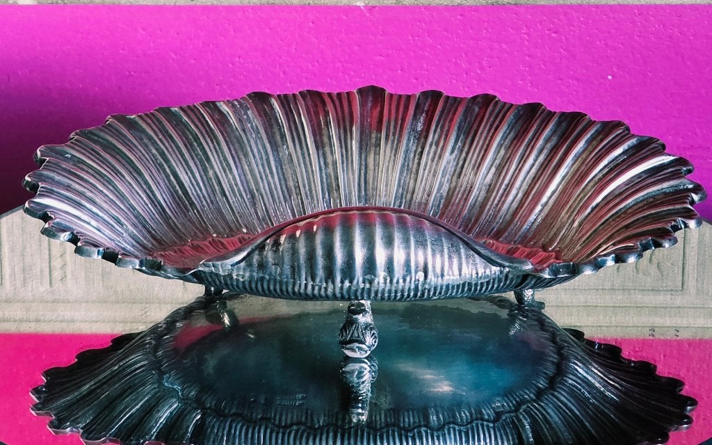 Zilveren schaal in de vorm van schelp, Portugal Mergulhao, Enlèvement ou Envoi, Argent