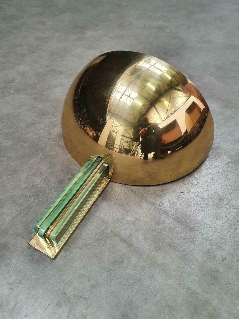 Art Deco franse Wandlamp vintage messing, Jean Perzel style, Ophalen
