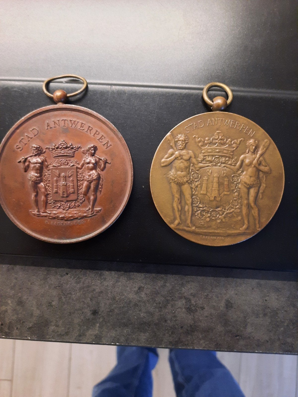 2 médailles de bronze pour la ville d'Anvers, Enlèvement ou Envoi, Bronze