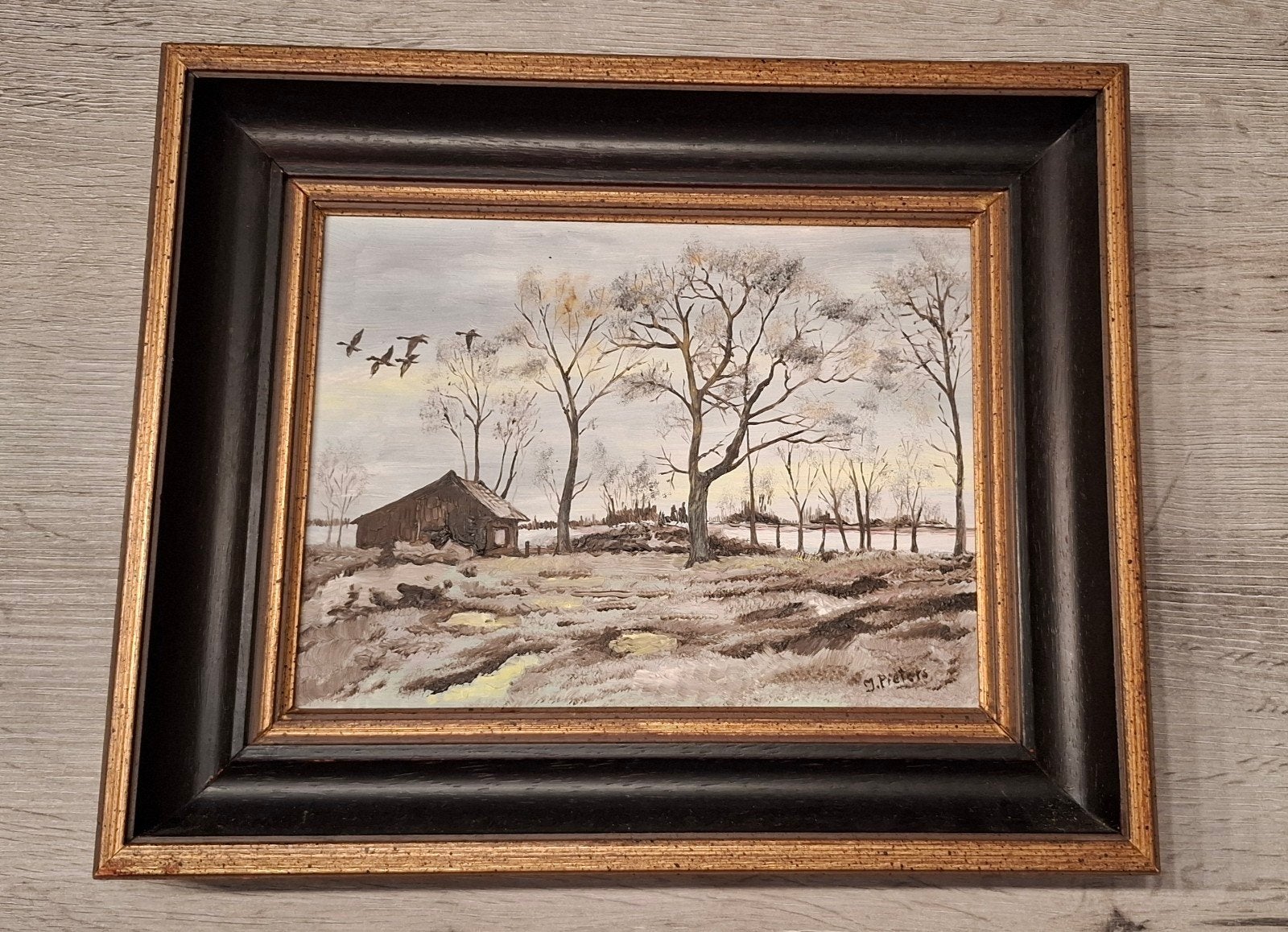 Schilderijtje landschap, Antiek en Kunst, Kunst | Schilderijen | Klassiek, Ophalen of Verzenden, Landschap