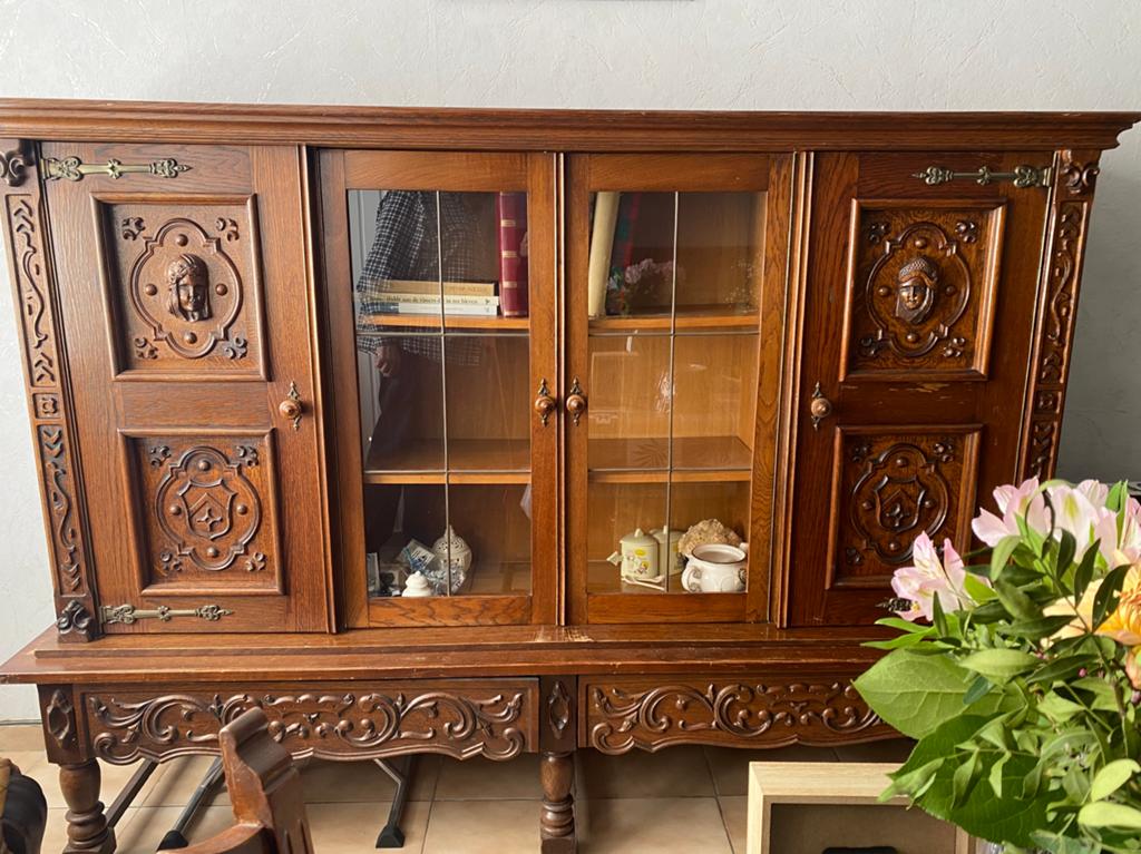 Grootmoederskast te koop wegen verhuis, Ophalen, Gebruikt, Met deur(en), Glas